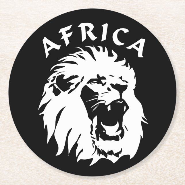 Lejona Ansikte | AFRIKA Underlägg Papper Rund (Framsidan)