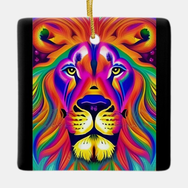 lejona ansikte julgransprydnad keramik (Framsida)