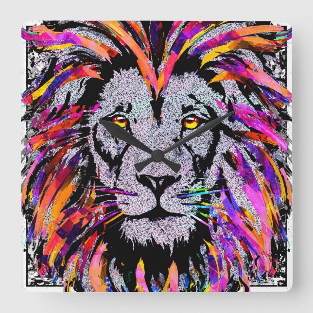 Lejona Ansikte -  Lejont mul- och kölslag i Teckni Fyrkantig Klocka (Framsida)