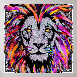 Lejona Ansikte Poster utskrift - Realistiskt Lejon