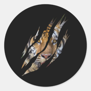Lejona Ansikte Tiger Safari Klo Torn Runt Klistermärke