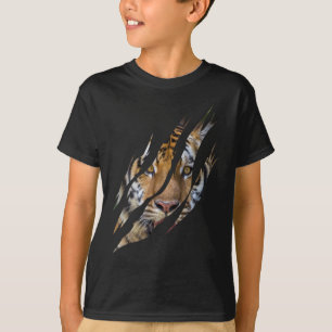 Lejona Ansikte Tiger Safari Klo Torn T Shirt