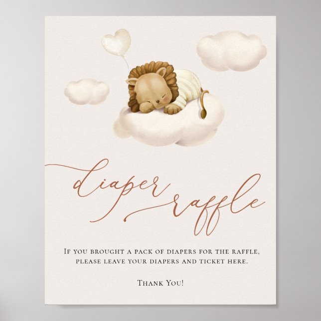Lejona Baby Cloud Balloon Diaper Raffle Poster (Framsidan)