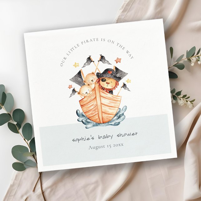 Lejona babyskor för Cute Nautical Pirat Frakt Unge Pappersservett (Skapare uppladdad)