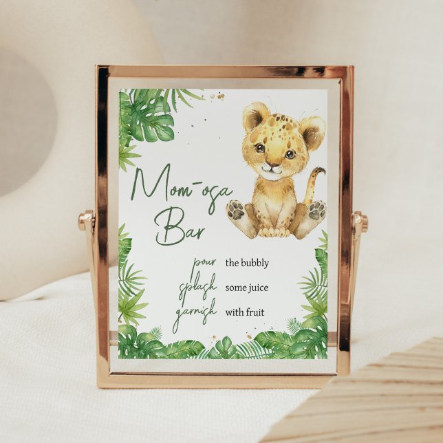 Lejona babyskor Mamma Osa Pub Poster (Roaring with Excitement Lion Baby Shower Mom Osa Bar Sign)