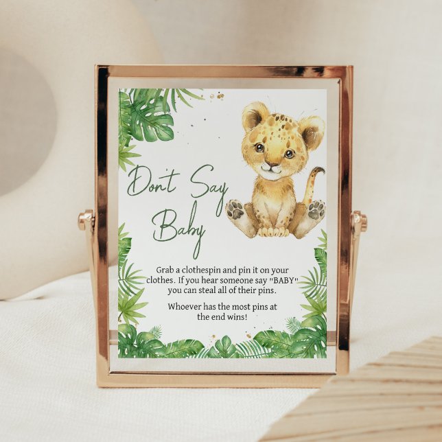 Lejona babyskor med raring Säg inte Baby Poster (Roaring with Excitement Lion Baby Shower Don't Say Baby Sign)