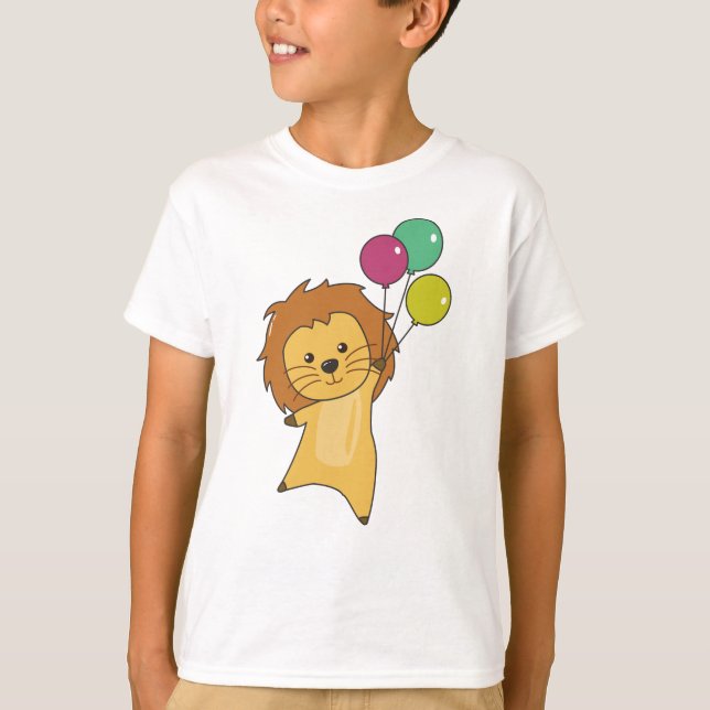 Lejona ballonger flyger uppåt utsöndrade djur för  t shirt (Framsida)