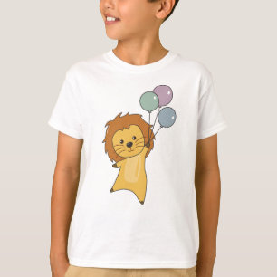 Lejona ballonger flyger uppåt utsöndrade djur för t shirt