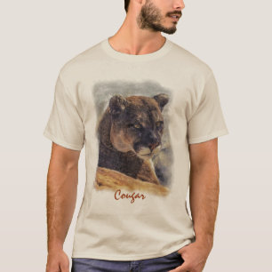Lejona berget, Big Cat Cougar Porträtt på TShirt T-shirt