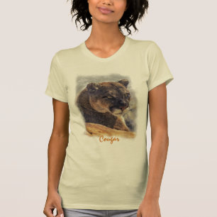 Lejona berget, Big Cat Cougar Porträtt på TShirt T-shirt