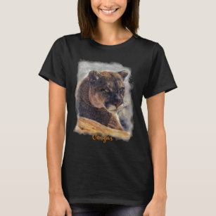 Lejona berget, Big Cat Cougar Porträtt på TShirt T-shirt