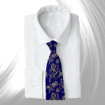 Lejona Blommigten elegant Blue Guld Slips<br><div class="desc">Elegant Guld Lejon och Blommor på djupblå botten.</div>