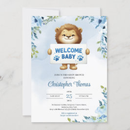 Lejona Cute baby-firande Välkomstanteckning för ba Inbjudningar