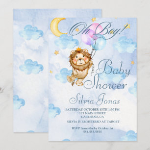 Lejona djungelns djungelbabydusch Boy Inbjudningar