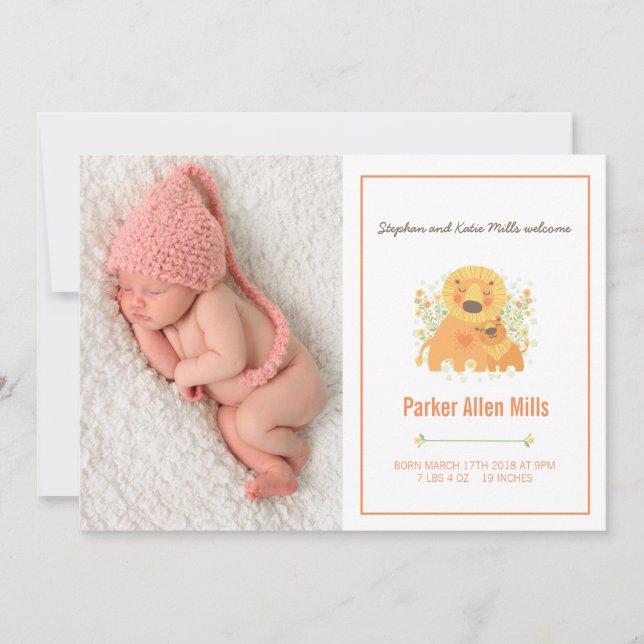 Lejona födelsemeddelandet Unge Meddelande (Framsida)