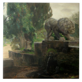 Lejona Fontän i Rom (av H.A. Brendekilde) Kakelplatta