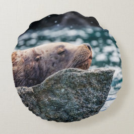 Lejona havet i rekreationsbukten, Alaska Rund Kudde