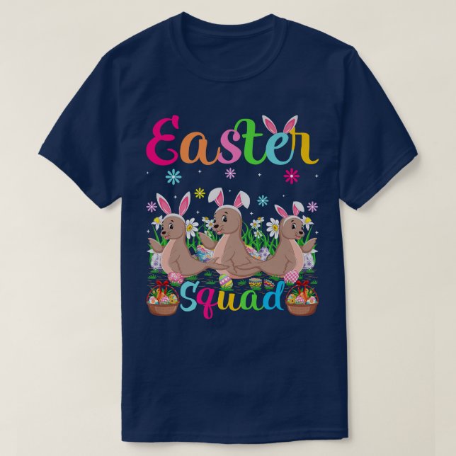Lejona havsbunny Ear Funny Påsk Squad Sea Lejonare T Shirt (Design framsida)