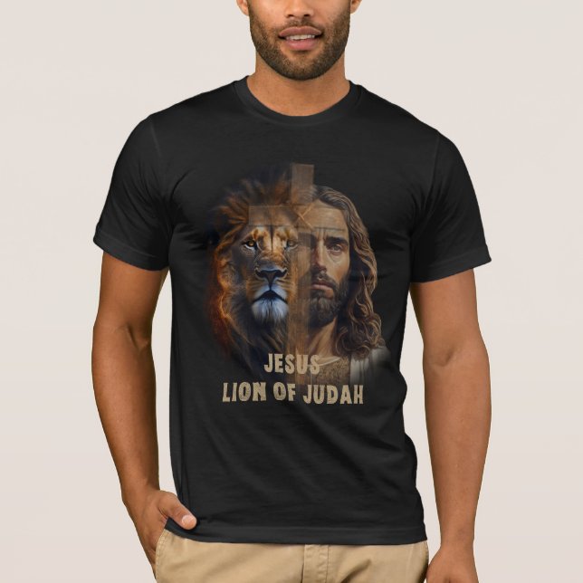 Lejona Judah & Kor av Jesus Black T-Shirt (Framsida)