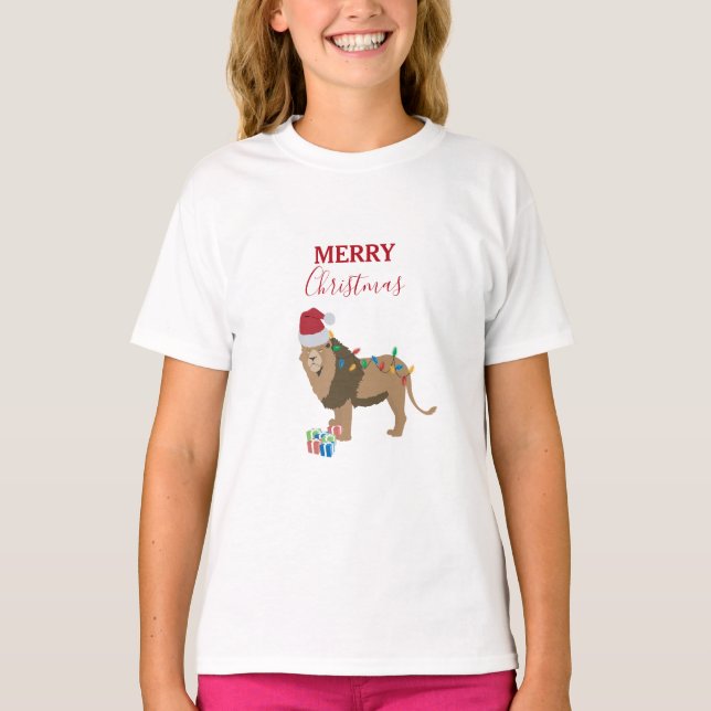 Lejona juldjur med Santa Hat T Shirt (Framsida)