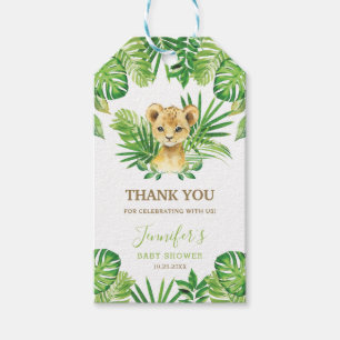 Lejona jungle Animals Greenery Neutralt Baby Showe Presentetikett