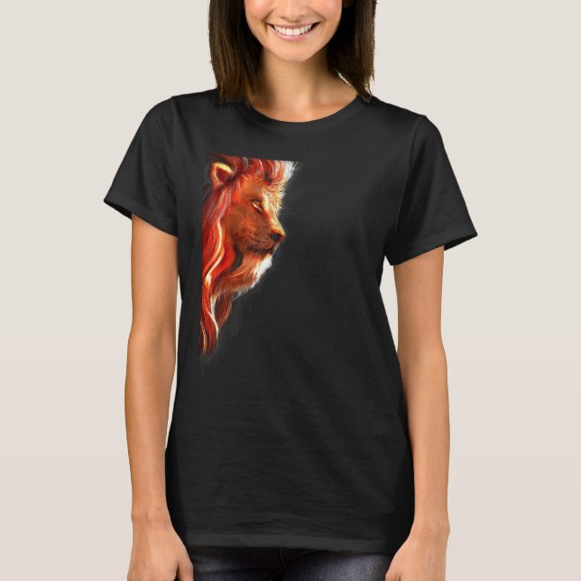 Lejona Klo Strong Öga Warrior Hunter Big Cat Angel T Shirt (Framsida)