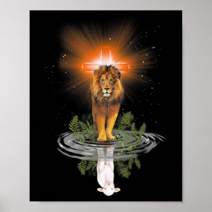 Lejona Kor Jesus Reflétion Vatten Spegel får T-S Poster