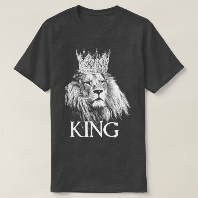 Lejona Krona Kung Royalty Wildlife Big Cat Älskare T Shirt (Design framsida)
