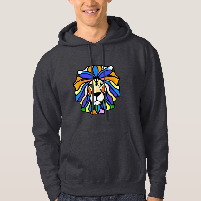 Lejona Kung Ansikte Mosaic T-Shirt Hoodie (Framsida)