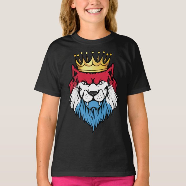 Lejona Kung Flagga T Shirt (Framsida)