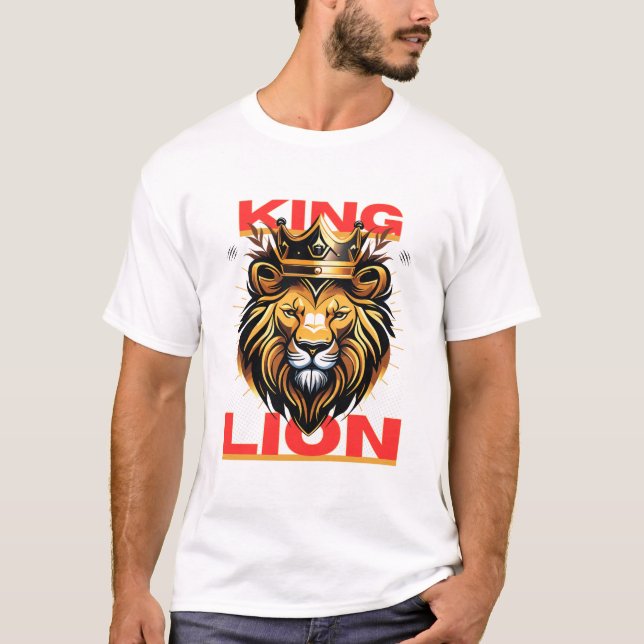 Lejona kung - Majestisk kraft och Pride T Shirt (Framsida)