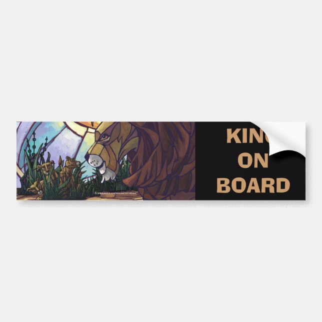 Lejona Kung och Unge, Kung ombord på Bumper Sticke Bildekal (Framsidan)