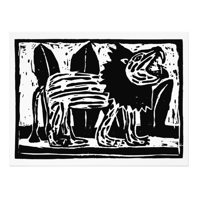 Lejona Lino-klipp för svartvitt Fototryck (Framsidan)