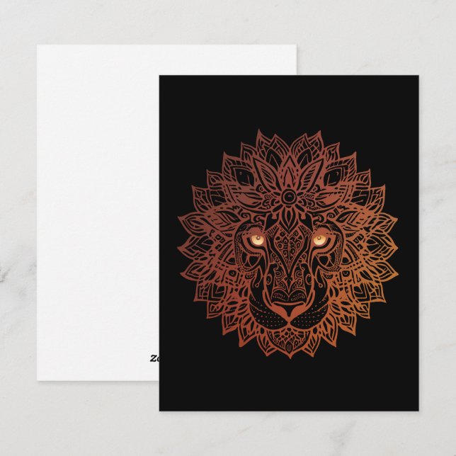 Lejona Mandala Ornamental, Hand plockade Lejona Ma Julkort (Fram/baksida)