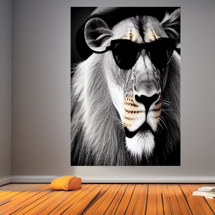Lejona med solglasögon   AI Art Poster
