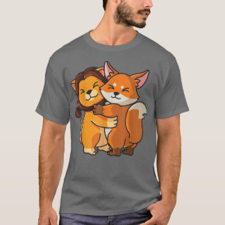 Lejona och för hugger Cute Kawaii Animal Lover Wom T Shirt