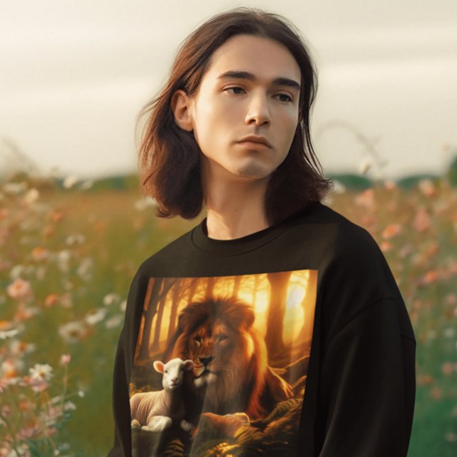 LEJONA OCH LAMB-KRISTNA T-SHIRTS LÅNG ÄRMAD TRÖJA (Skapare uppladdad)