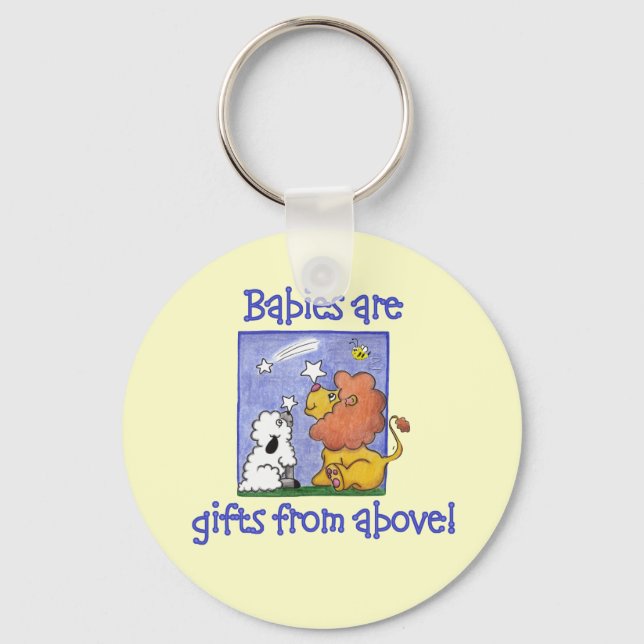 Lejona och lammfällda fallande stjärnor nyckelring (Framsida)