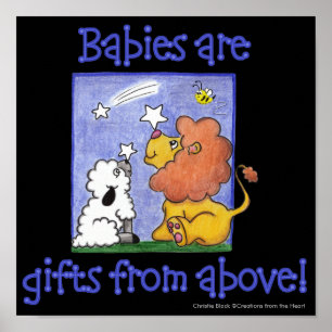 Lejona och lammfällda fallande stjärnor poster