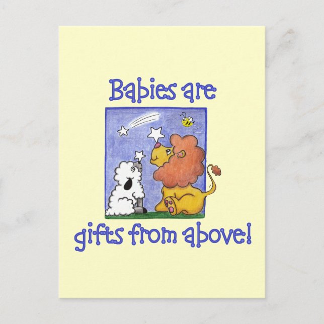 Lejona och lammfällda fallande stjärnor vykort (Framsida)