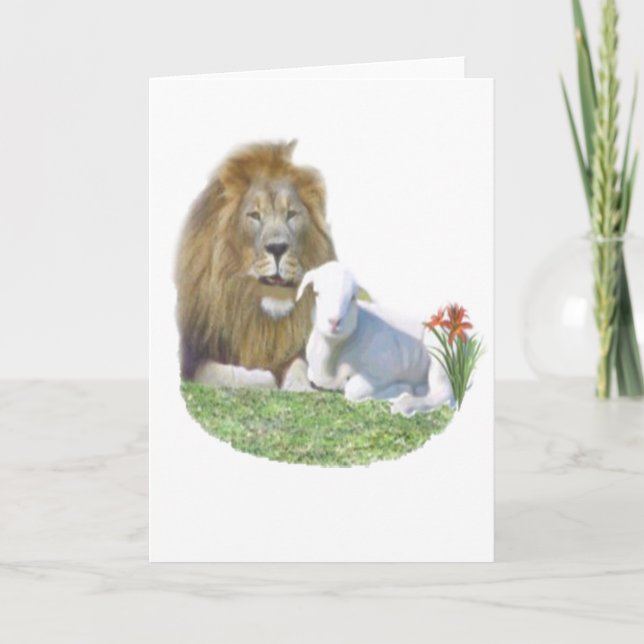 Lejona och lammkristna gåvor helgkort (Framsida)