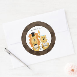 Lejona och lionessa Bröllop par Stickers Runt Klistermärke