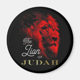 Lejona på Judah Black Red Guld Christian Magnet