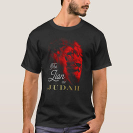 Lejona på Judah Black Red Guld Christian T Shirt