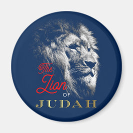Lejona på Judah Navy Blue Red Guld Christian Magnet