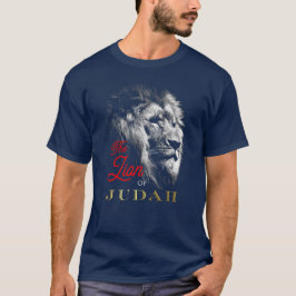 Lejona på Judah Navy Blue Red Guld Christian T Shirt