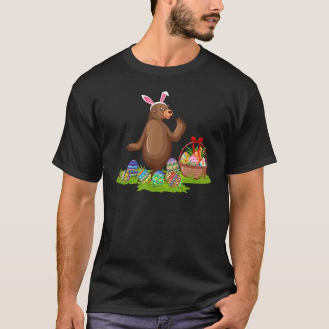 Lejona Påskägget Jakt i Bunny Sea Lejonare Påsk T Shirt (Framsida)