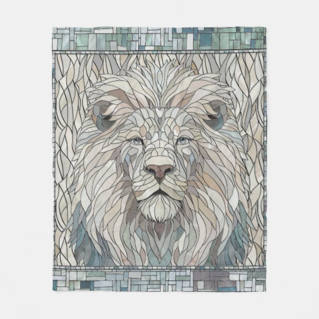 Lejona Porträtt Mosaic Art Fleecefilt (Framsidan)