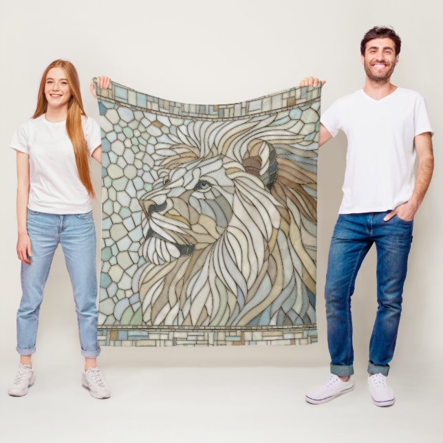 Lejona Porträtt Mosaic Art Fleecefilt (På plats)