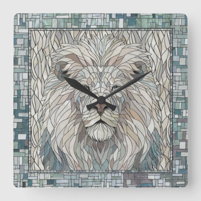 Lejona Porträtt Mosaic Art Fyrkantig Klocka (Framsida)